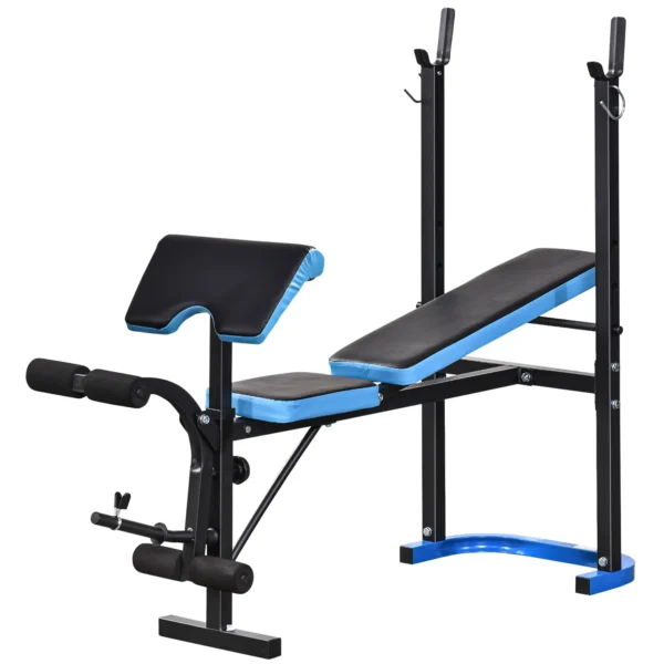 Banco de Musculación Banco de Pesas con Soporte para Barra y Respaldo Ajustable para Entrenamiento en Casa Gimnasio Azul - Imagen 2