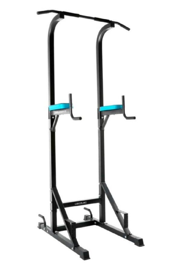 Drumfit PullUps 4000 Power tower. Multiestación de musculación. Torre de dominadas y fondos. Acolchado y con agarres antideslizantes. Altura ajustable. Máximo peso 120 kg.