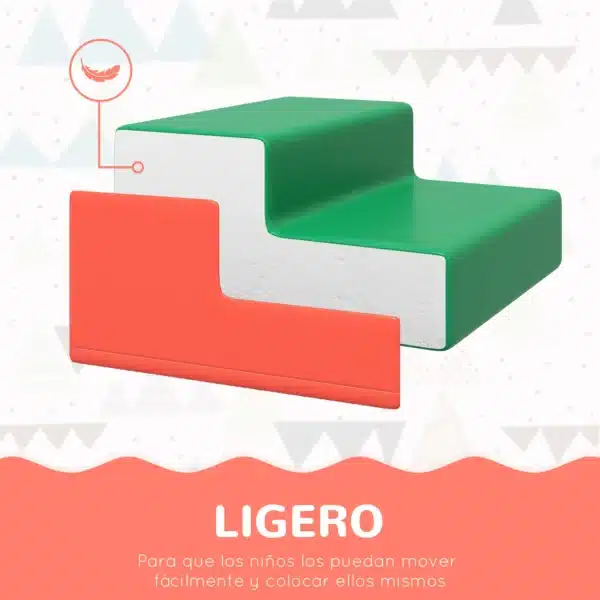 Juego de 4 Bloques Psicomotricidad para Niños de 1-3 Años Tapizado en PU 150x50x39 cm Multicolor - Imagen 9