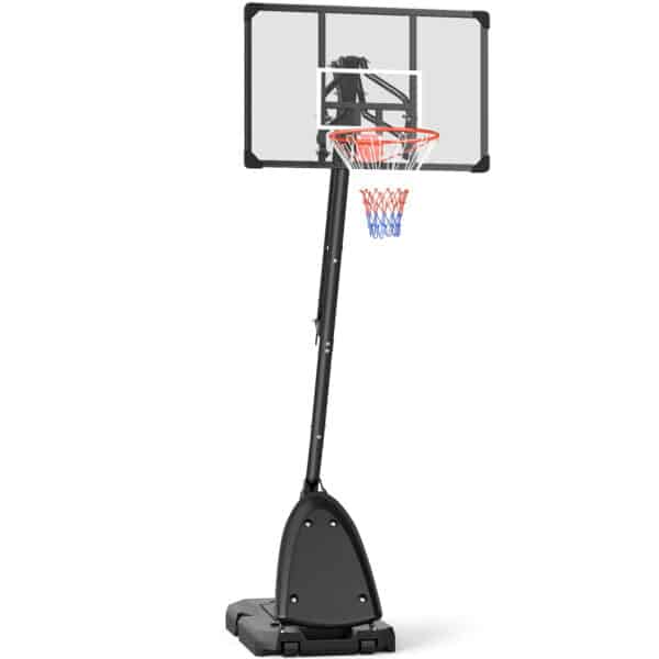 Canasta de Baloncesto Ajustable 236-293 cm con Ruedas Tablero de PC Base Rellenable para Exterior Negro - Imagen 11