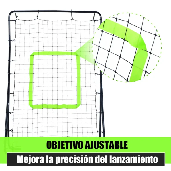 Rebotador de Pelota Béisbol Fútbol Red de Rebote Rebounder Objetivo Ajustable Acero y PE 90x80x140cm Negro - Imagen 7
