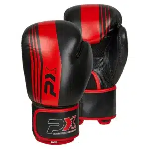 GUANTES BOXEO NEGRO-ROJO PX 8/10/12/14/16 ONZAS