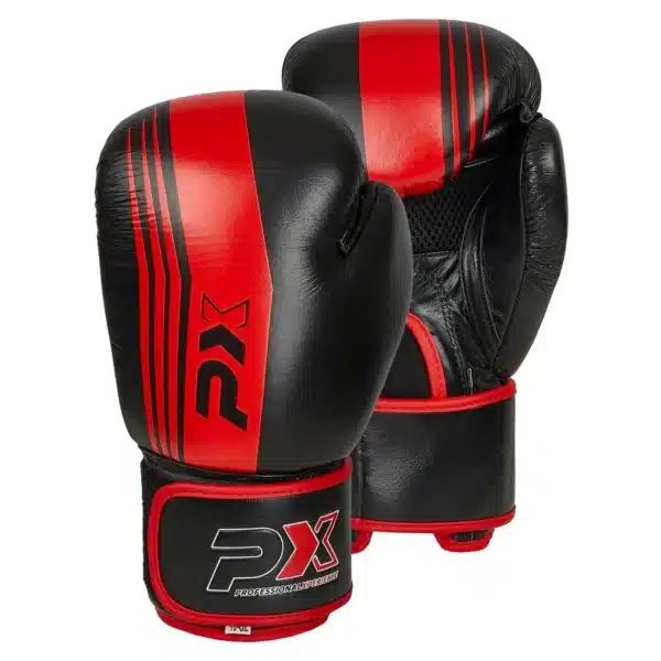 GUANTES BOXEO NEGRO-ROJO PX 8/10/12/14/16 ONZAS