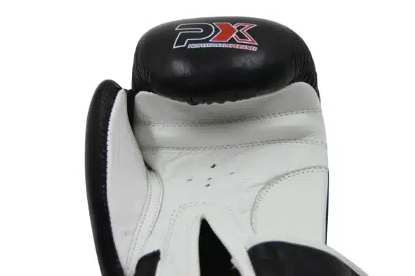 GUANTES BOXEO DE CUERO NEGRO-BLANCO/NEGRO-GRIS PX 8/10/12/14/16 ONZAS - Imagen 2