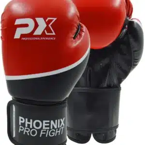 GUANTES BOXEO NEGRO-ROJO PX PRO FIGHT 8/10/12/14/16 ONZAS