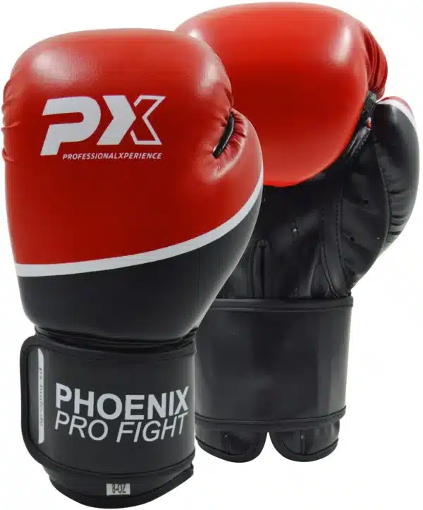GUANTES BOXEO NEGRO-ROJO PX PRO FIGHT 8/10/12/14/16 ONZAS