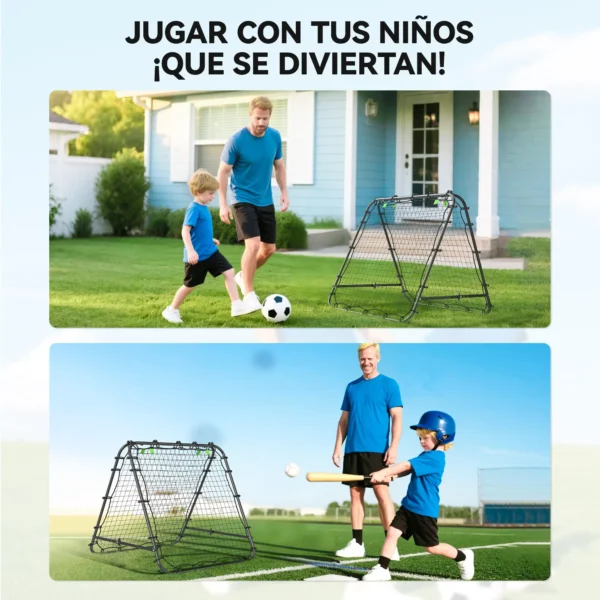 Red de Rebote Plegable con Ángulo Ajustable para Entrenamiento de Fútbol Béisbol y Tenis 100x95x90 cm Negro/rojo - Imagen 6