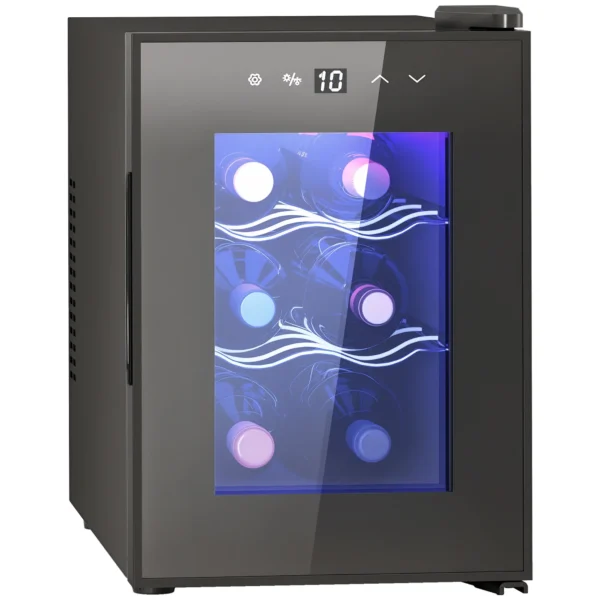 Nevera Vinos 6 Botellas 17L con Luz LED Interior Pantalla Táctil y Temperatura Regulable Negro - Imagen 3
