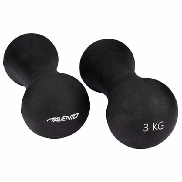 Mancuernas Avento 3 kg (Pareja) - Pesas de Mano de Acero con Recubrimiento de PU Antideslizante - Set de 2 Unidades - Negro
