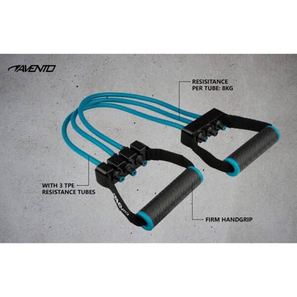 Avento Expansor de Pecho Ajustable - Tensor con 3 Tubos de Resistencia TPE (Hasta 24kg) y Agarres Ergonómicos - Imagen 5