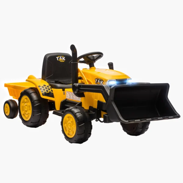 Tractor Eléctrico para Niños con Remolque Desmontable y Pala Batería 12V Motor Doble Control Remoto 2,4G Luces Música - Imagen 2