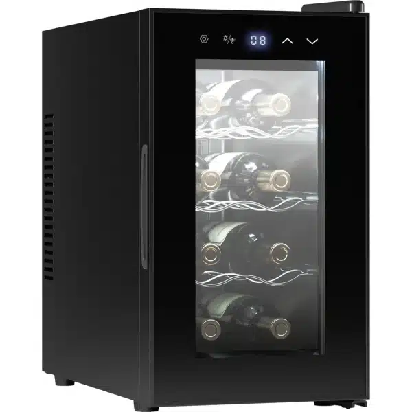 Bolero GrandSommelier 830 CoolWood Vinoteca Bodega puesta a temperatura de 8 botellas de capacidad con sistema termoeléctrico de enfriamiento que garantiza un alto rendimiento. Temperatura regulable y luz LED interior.