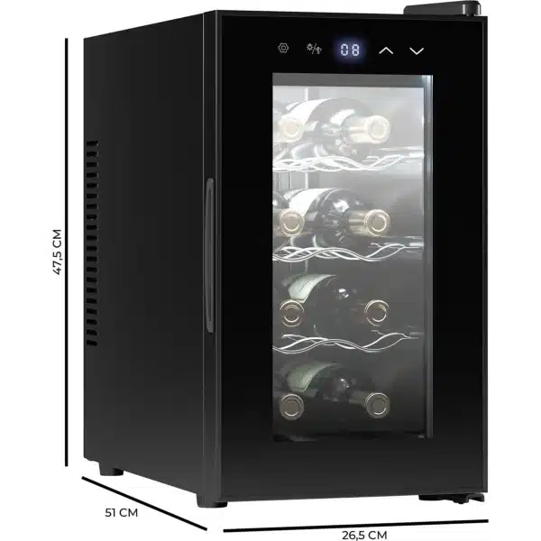 Bolero GrandSommelier 830 CoolWood Vinoteca Bodega puesta a temperatura de 8 botellas de capacidad con sistema termoeléctrico de enfriamiento que garantiza un alto rendimiento. Temperatura regulable y luz LED interior. - Imagen 11