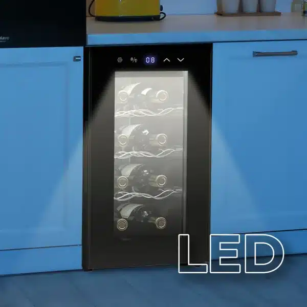Bolero GrandSommelier 830 CoolWood Vinoteca Bodega puesta a temperatura de 8 botellas de capacidad con sistema termoeléctrico de enfriamiento que garantiza un alto rendimiento. Temperatura regulable y luz LED interior. - Imagen 4