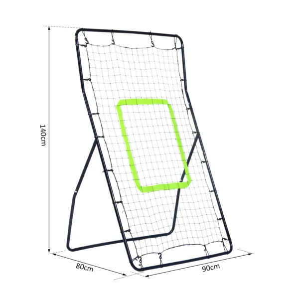 Rebotador de Pelota Béisbol Fútbol Red de Rebote Rebounder Objetivo Ajustable Acero y PE 90x80x140cm Negro - Imagen 9