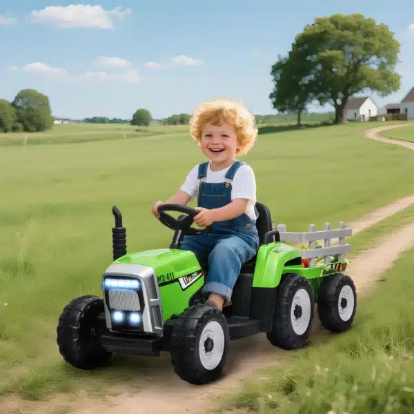 ractor Eléctrico con Remolque para Niños 3-6 Años con Control Remoto y Cinturón de Seguridad 136,5x50x52,5 cm Rojo - Imagen 13
