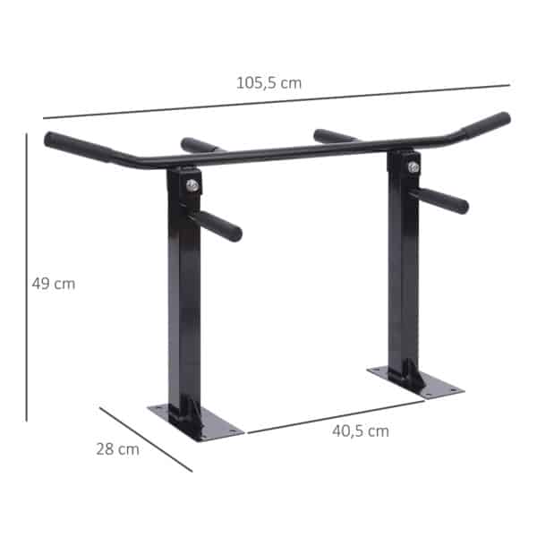 Barra de Dominadas en Techo Barra para Dominadas de Acero Barra de Tracción para Entrenamiento Casa 105,5x28x49 cm Negro