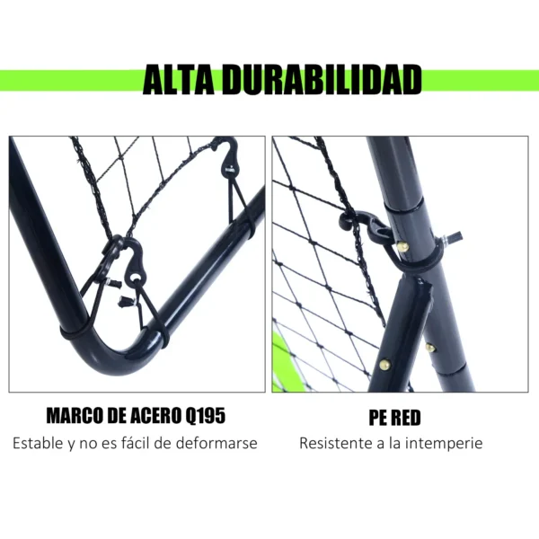 Rebotador de Pelota Béisbol Fútbol Red de Rebote Rebounder Objetivo Ajustable Acero y PE 90x80x140cm Negro - Imagen 6