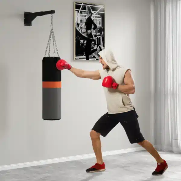 Soporte Saco Boxeo de Pared con Distancia Ajustable Gancho Giratorio Cadenas 45-65 cm Negro - Imagen 8