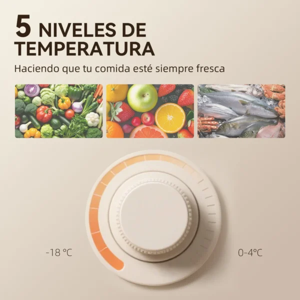 Mini Nevera Silenciosa 88 L Clase E Bajo Encimera Temperatura Regulable 5 Niveles Puerta Reversible Luz Interior Negro - Imagen 5