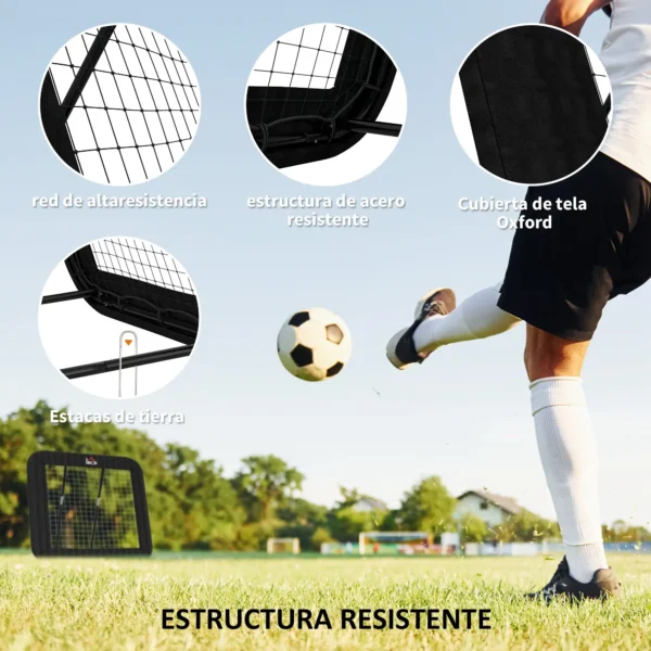 Red de Rebote Plegable con Ángulo Ajustable para Entrenamiento de Fútbol Béisbol y Más 128x118x108-120 cm Negro - Imagen 7