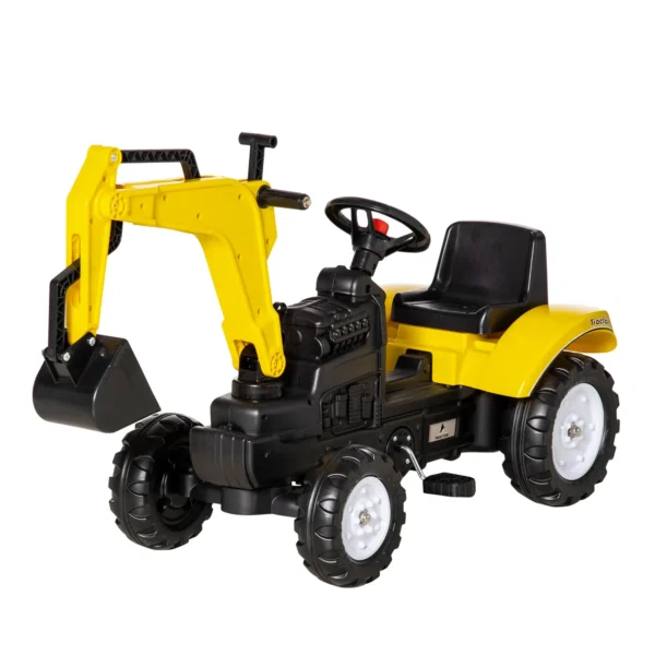 Tractor a Pedales para Niños de +3 Años con Pala Delantera y Bocina Carga 35kg Tractor Infantil 107x42x71 cm Amarillo - Imagen 2