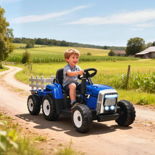 ractor Eléctrico con Remolque para Niños 3-6 Años con Control Remoto y Cinturón de Seguridad 136,5x50x52,5 cm Rojo - Imagen 15