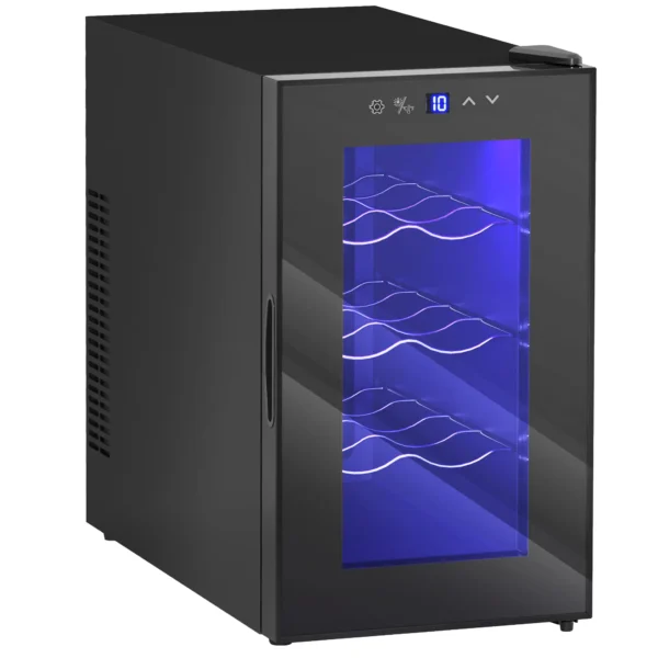 Vinoteca 8 Botellas con Doble Refrigeración Termoeléctrica Temperatura Ajustable 8-18℃ Puerta de Vidrio Negro - Imagen 2