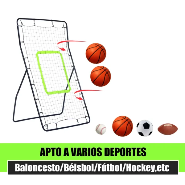 Rebotador de Pelota Béisbol Fútbol Red de Rebote Rebounder Objetivo Ajustable Acero y PE 90x80x140cm Negro - Imagen 5