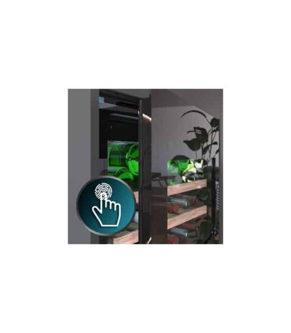 Bolero GrandSommelier BI 28000 Touch Black Compressor Vinoteca completamente integrable con cristal negro, Apertura táctil mediante sensor, Zona temperatura 5ºC a 20ºC, Capacidad 28 Botellas, Dimensiones 45x60cm, Iluminación LED interior, Compresor integrado, Display LED Interior, Funcionamiento silencioso, 2 Estantes madera Vinoteca - Imagen 3
