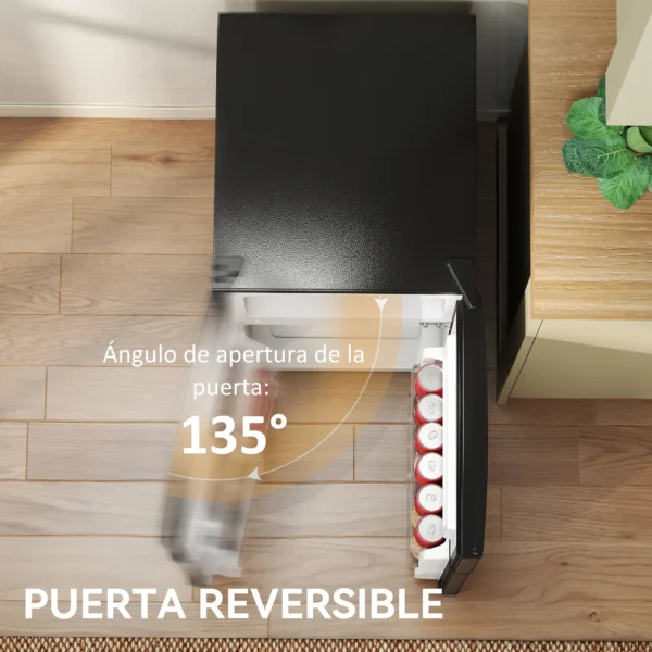 Mini Nevera Silenciosa 88 L Clase E Bajo Encimera Temperatura Regulable 5 Niveles Puerta Reversible Luz Interior Negro - Imagen 7