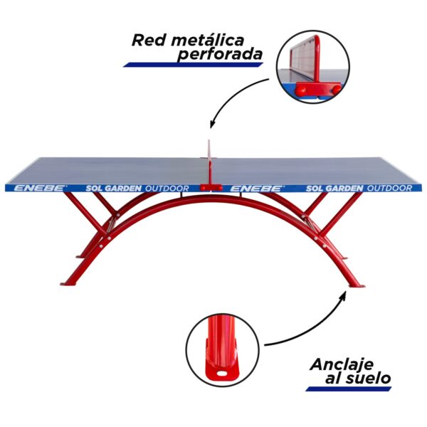 Mesa SOL GARDEN OUTDOOR PING PONG TENIS MESA ANTIVANDALICA - Imagen 8