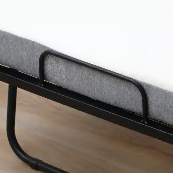 Cama Plegable 200x90 cm con 4 Ruedas, Cama de Camping Portátil, con Colchón Individual de 10 cm, Marco de Acero, Carga 150 kg, para Dormitorio, Salón, Oficina, Blanco - Imagen 13