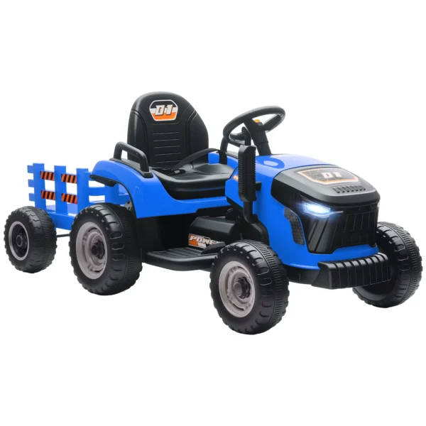 Tractor Eléctrico para Niños con Remolque Desmontable Batería 12V Velocidad 3-5 km/h, Control Remoto 2,4G Azul - Imagen 5