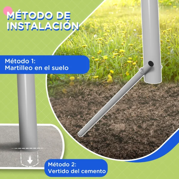 Columpio para Niños Columpio Jardín Exterior con 1 Columpio Simple 1 Planeador y Anti-UV 255x160x180 cm Gris y Verde - Imagen 6