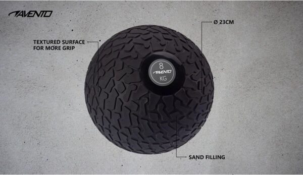 Balón Medicinal Slam Ball Avento 8 kg – Pelota de Peso Muerto Antirebote – Superficie Texturizada para Crossfit y HIIT – Ø 23 cm - Imagen 3