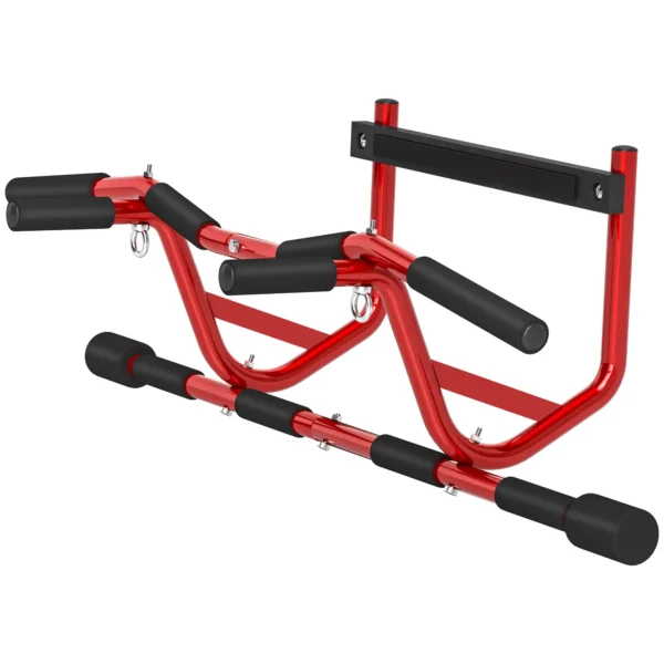 Barra de Dominadas de Pared Carga 150 kg para Ejercicio y Entrenamiento en Casa Gimnasio Rojo y Negro - Imagen 2