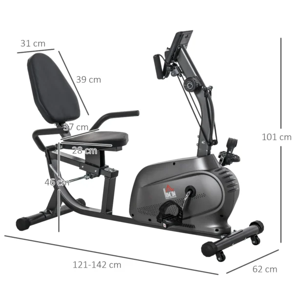 Bicicleta Estática con Respaldo de 8 Niveles de Resistencia con Volante Asiento Ajustable, Pantalla LCD y Soporte - Imagen 10
