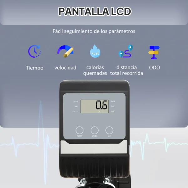Bicicleta Estática con Respaldo de 8 Niveles de Resistencia con Volante Asiento Ajustable, Pantalla LCD y Soporte - Imagen 8