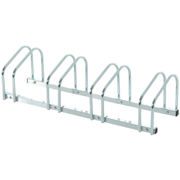 Aparcamiento para 4 Bicicletas Soporte de Acero para Aparcar Bicicletas en el Suelo o Pared 110x33x27 cm Negro/PLATA - Imagen 13