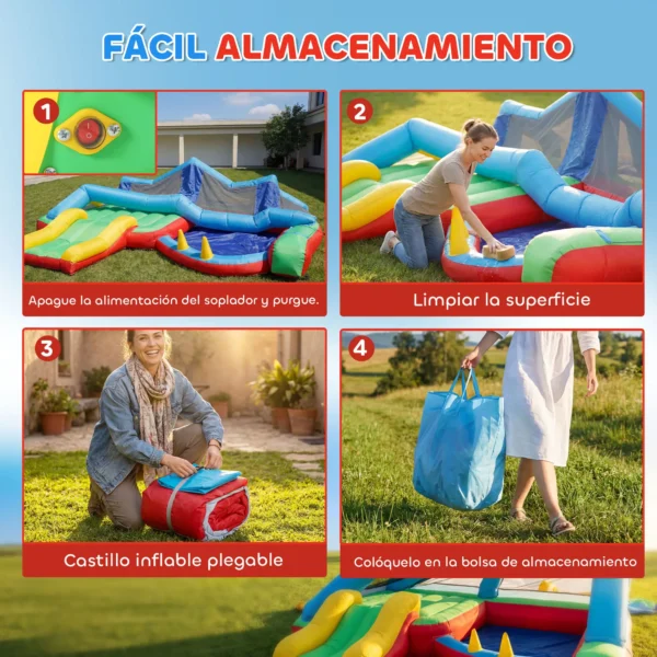 Castillo Hinchable para Niños con Soplador Tobogán Cama Elástica Piscina de Pelotas Juego de Aros Toldo - Imagen 6