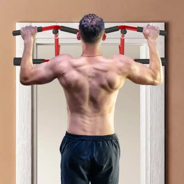 Barra de Dominadas de Pared Carga 150 kg para Ejercicio y Entrenamiento en Casa Gimnasio Rojo y Negro - Imagen 11
