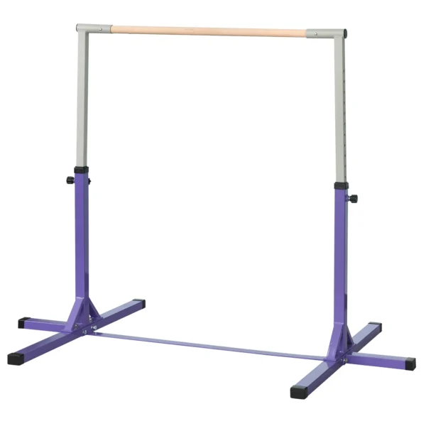 Barra de Gimnasia para Niños +3 Años Barra de Entrenamiento Altura Ajustable 92-150 cm Carga 75 kg 194x121x150cm Violeta - Imagen 2