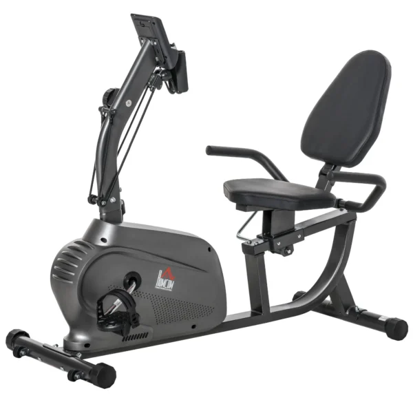 Bicicleta Estática con Respaldo de 8 Niveles de Resistencia con Volante Asiento Ajustable, Pantalla LCD y Soporte - Imagen 3