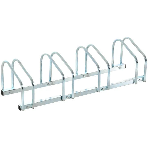 Aparcamiento para 4 Bicicletas Soporte de Acero para Aparcar Bicicletas en el Suelo o Pared 110x33x27 cm Negro/PLATA - Imagen 12
