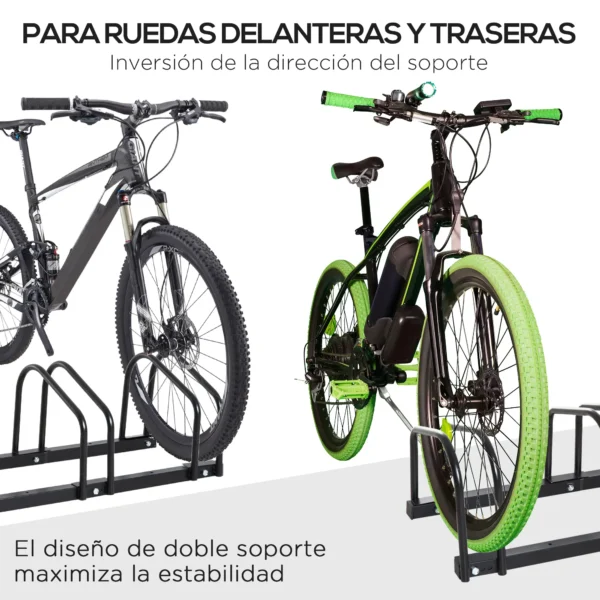Aparcamiento para 4 Bicicletas Soporte de Acero para Aparcar Bicicletas en el Suelo o Pared 110x33x27 cm Negro/PLATA - Imagen 7