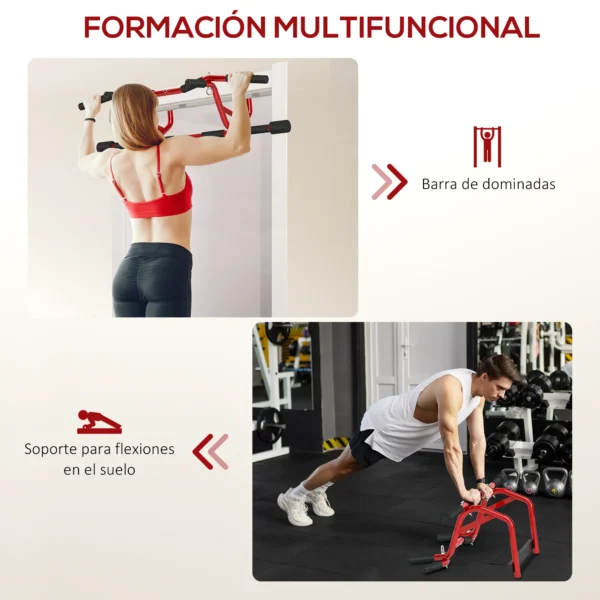 Barra de Dominadas de Pared Carga 150 kg para Ejercicio y Entrenamiento en Casa Gimnasio Rojo y Negro - Imagen 9