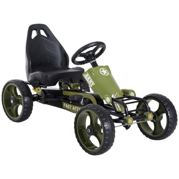 Go-Kart a Pedales para Niños de +3 Años Coche de Pedales con Embrague Freno Asiento Ajustable Carga Máx. 35 kg 105x54x61 cm Verde - Imagen 12