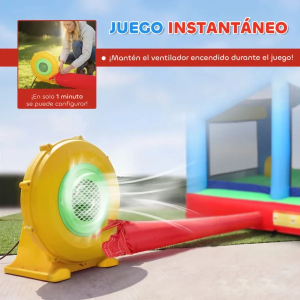 Castillo Hinchable para Niños con Soplador Tobogán Cama Elástica Piscina de Pelotas Juego de Aros Toldo - Imagen 7