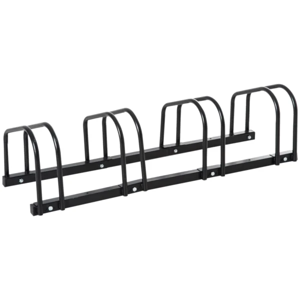 Aparcamiento para 4 Bicicletas Soporte de Acero para Aparcar Bicicletas en el Suelo o Pared 110x33x27 cm Negro/PLATA - Imagen 2